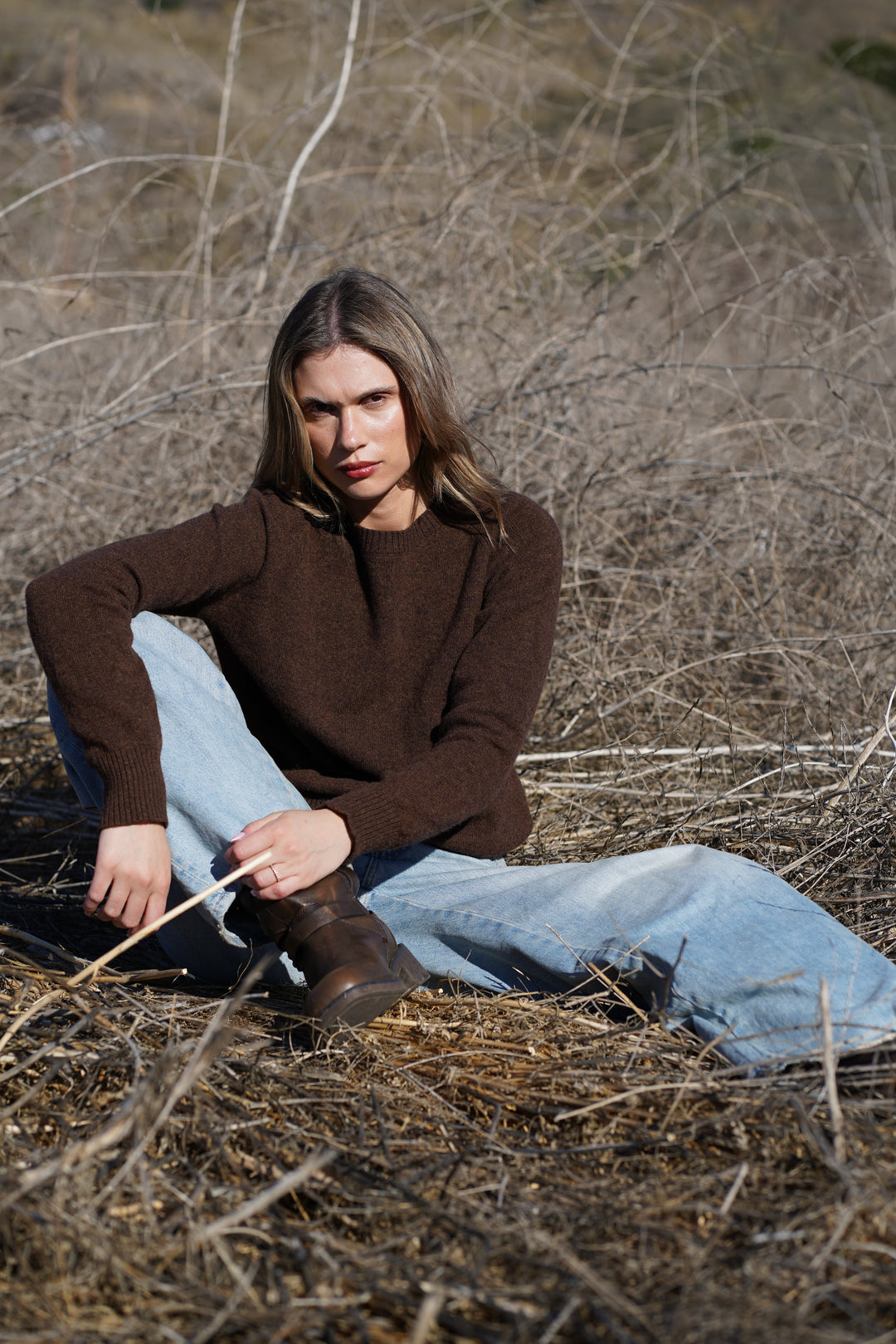 Nello Crewneck Sweater in Chocolate Brown