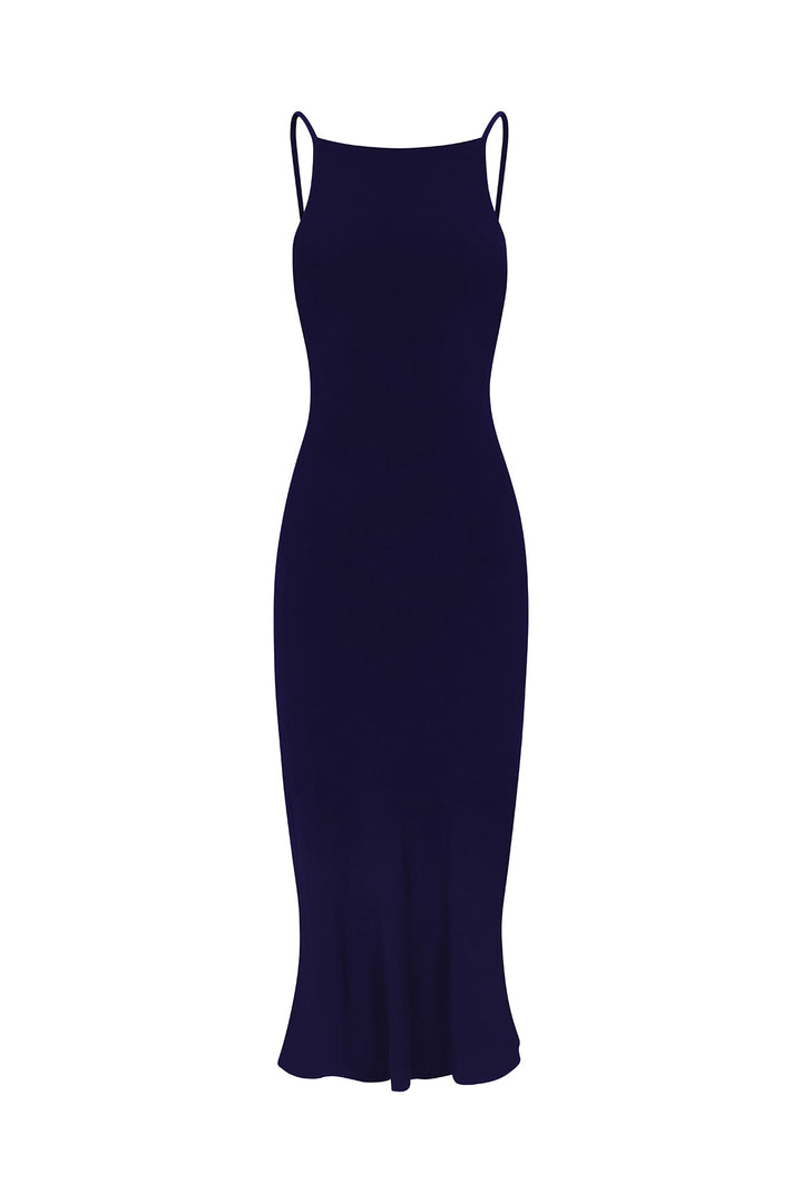 Gisele Bias-Cut Midi Dress in Stretch Twill