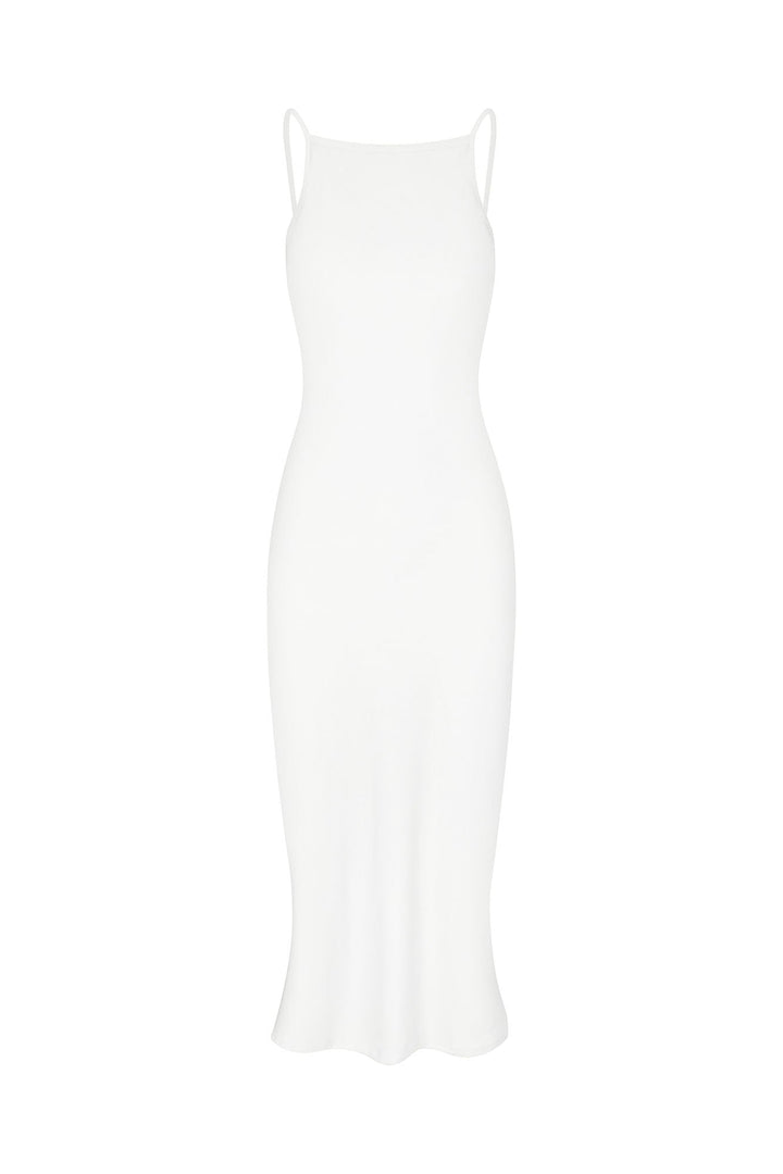 Gisele Bias-Cut Midi Dress in Stretch Twill