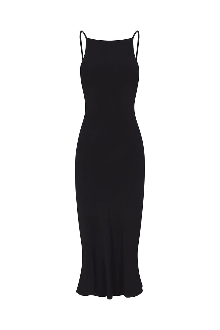 Gisele Bias-Cut Midi Dress in Stretch Twill
