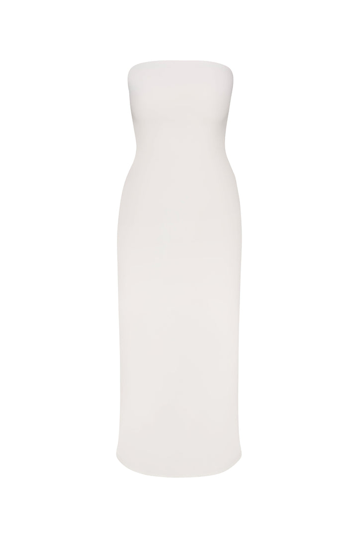 Strapless Midi Dress in Stretch Twill