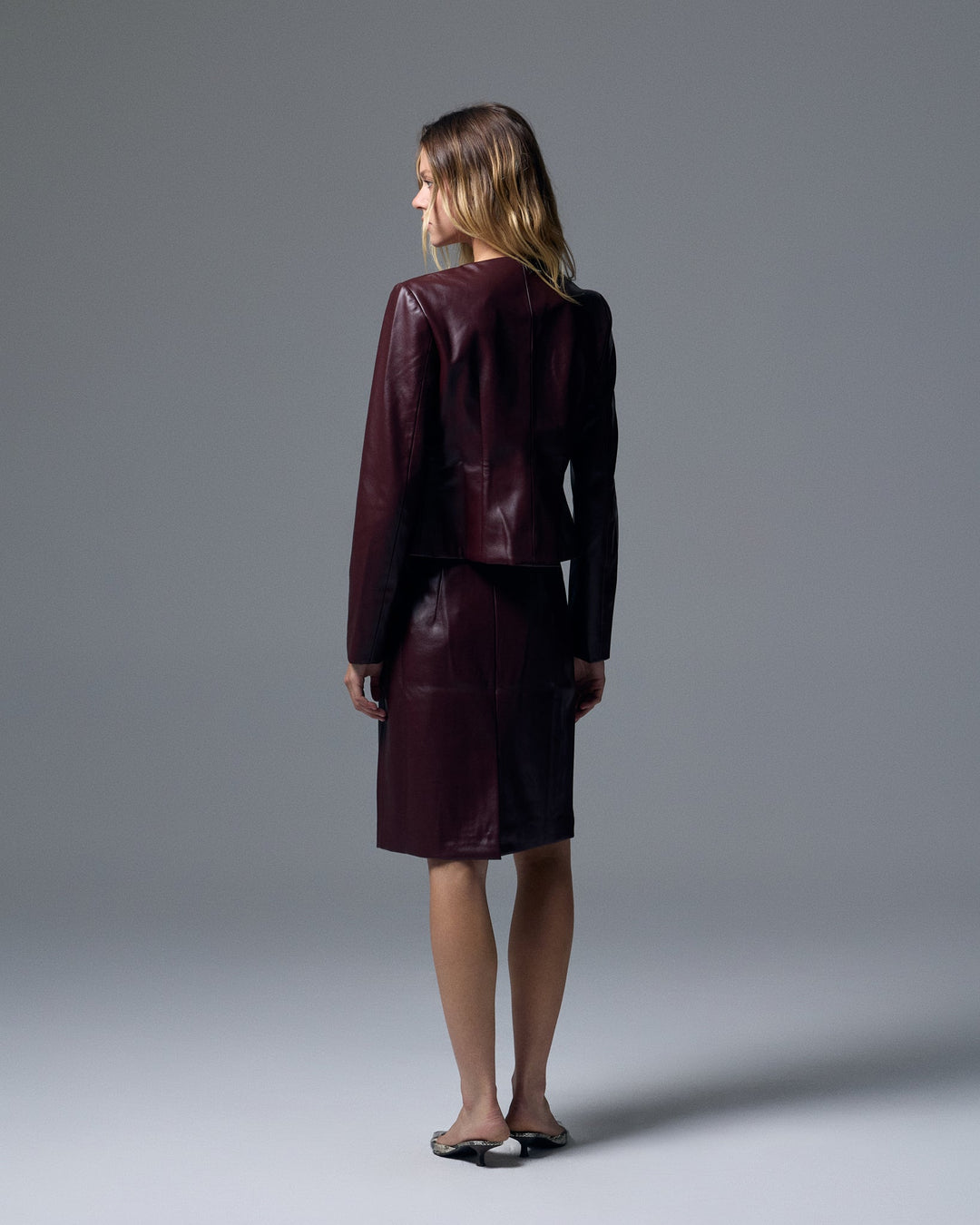 Sloan Vegan Leather Skirt Burgundy