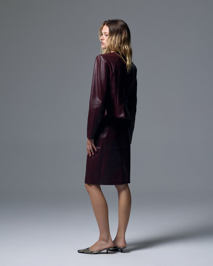 Sloan Vegan Leather Skirt Burgundy