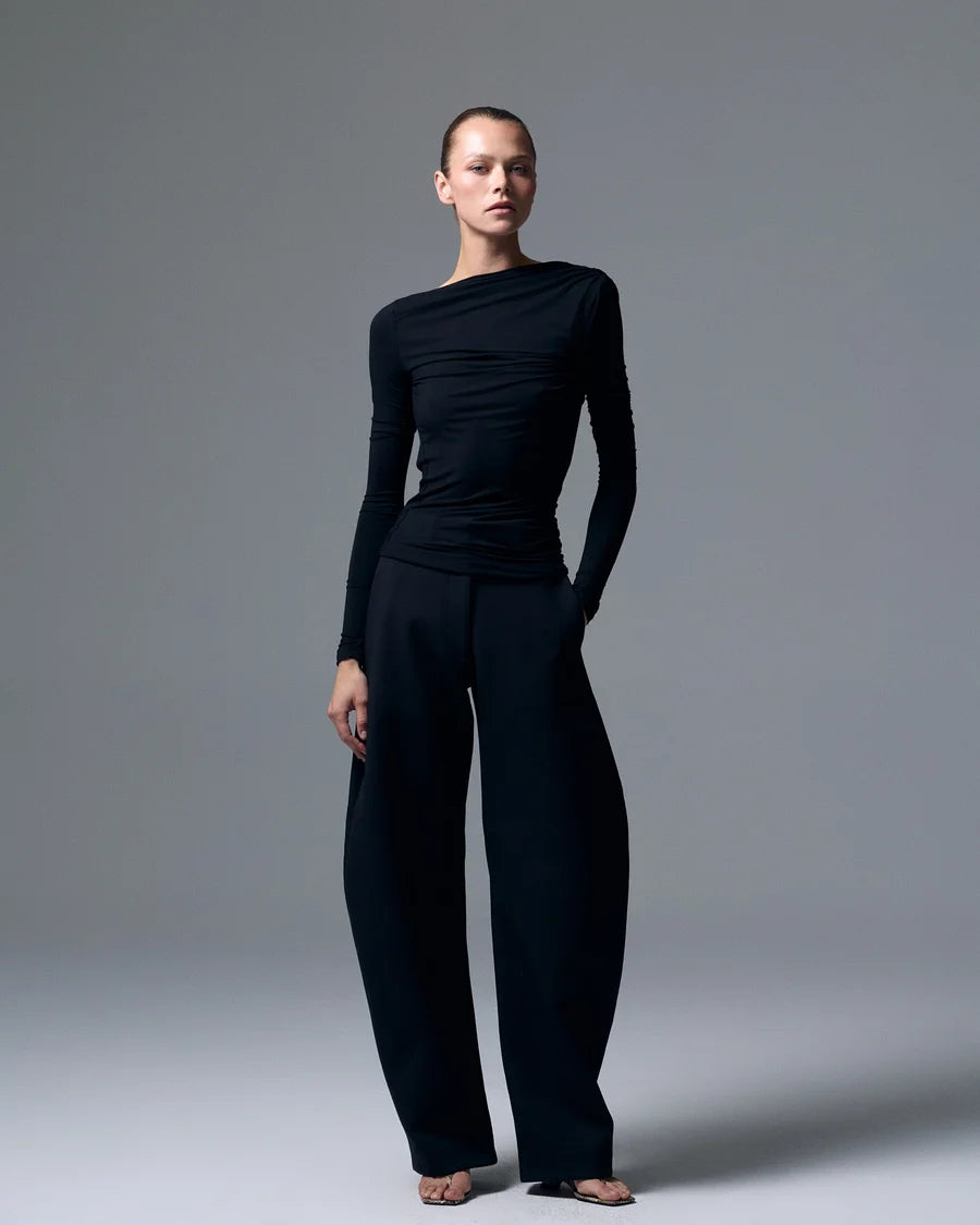 Romy Open Back Top Black