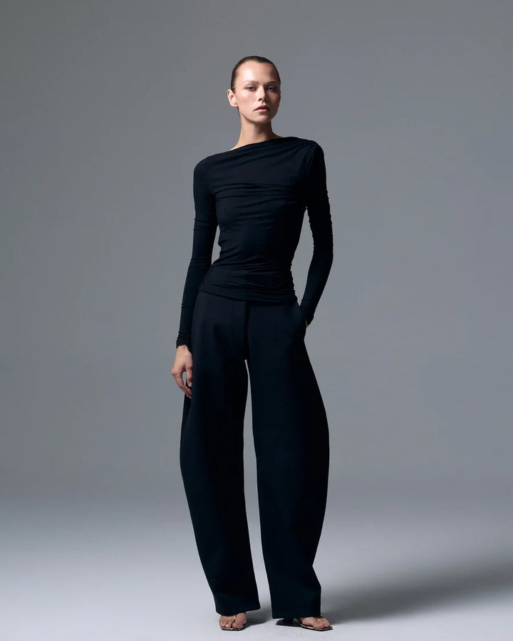 Romy Open Back Top Black