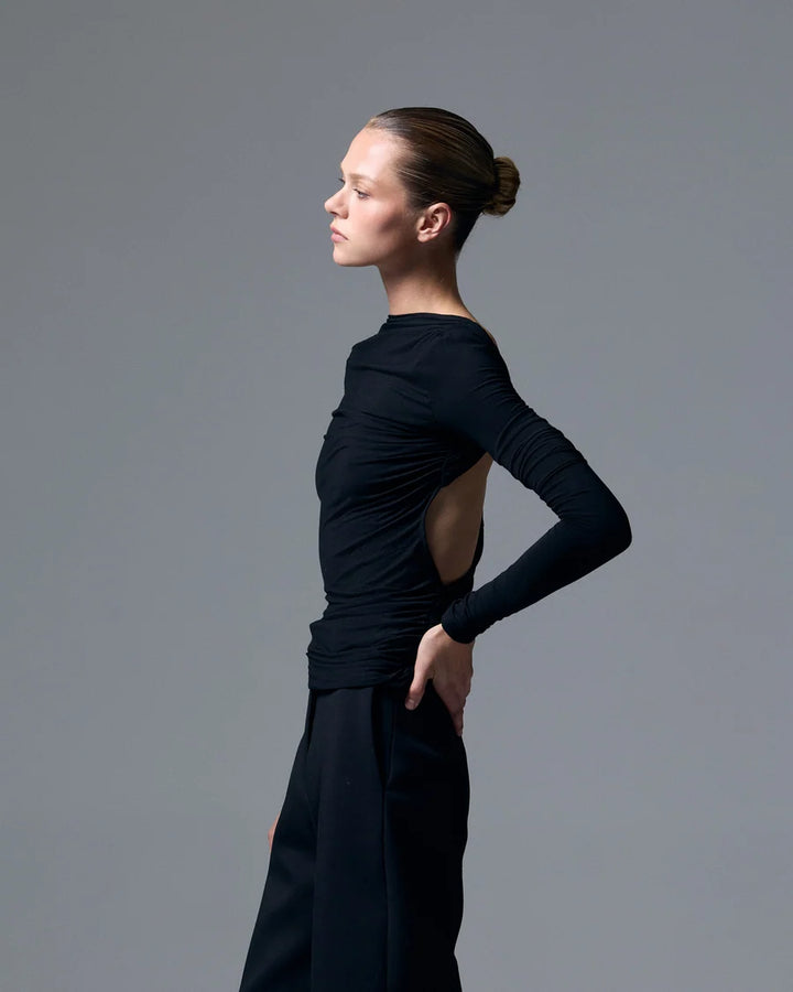 Romy Open Back Top Black