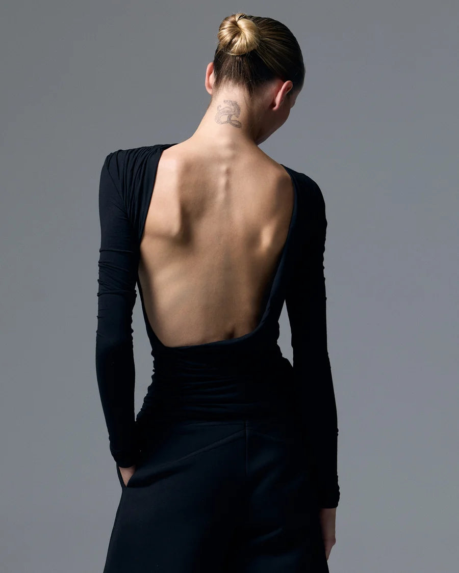 Romy Open Back Top Black