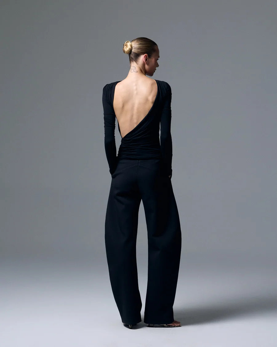 Romy Open Back Top Black