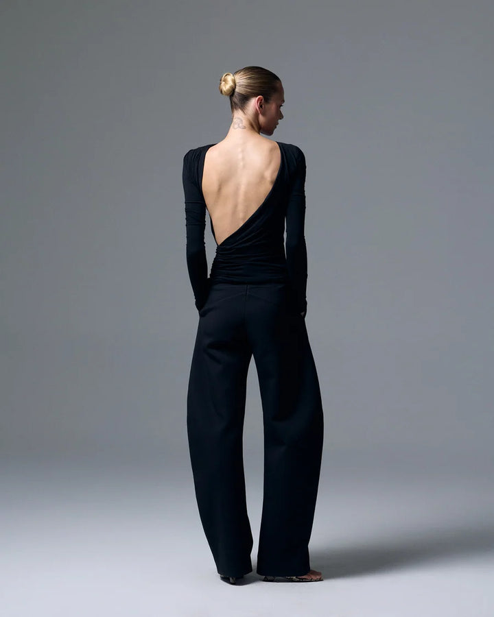Romy Open Back Top Black