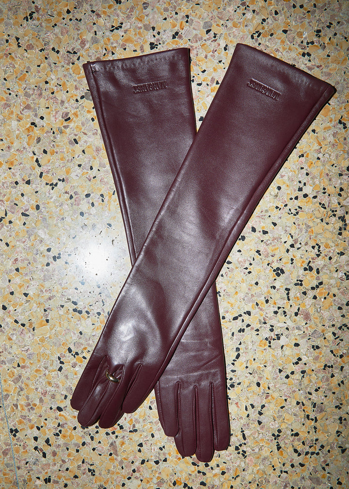 Leather opera gloves Choco Brown