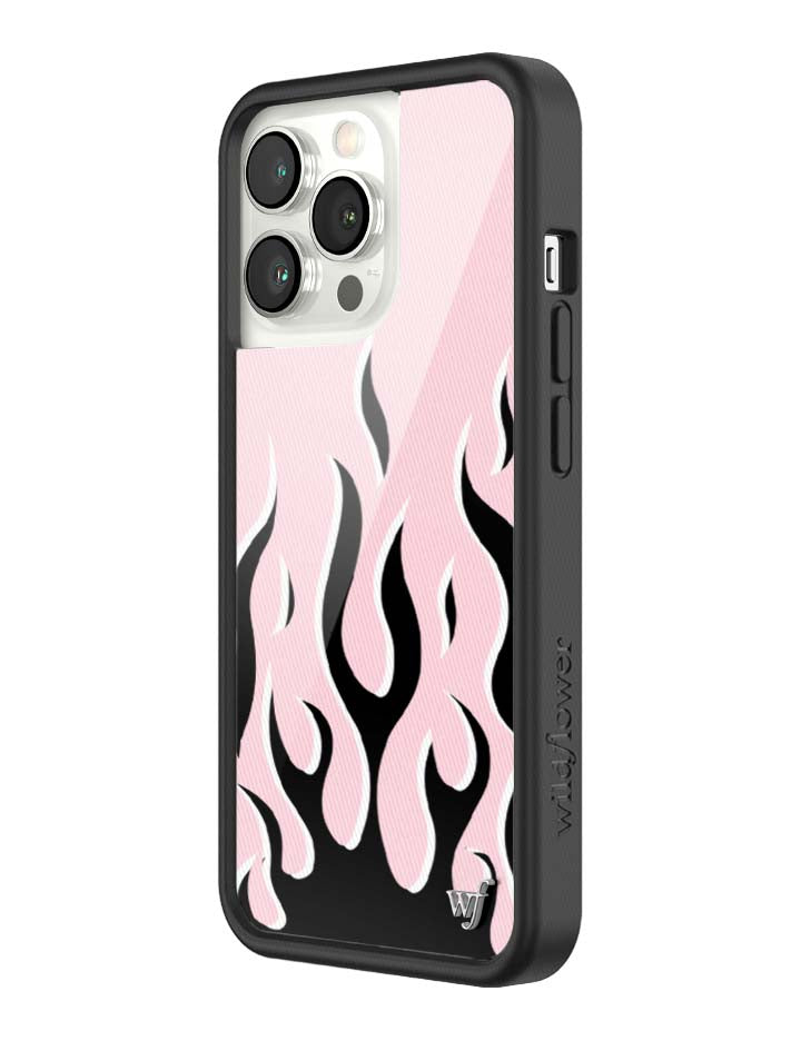 Pink &amp; Black Flames iPhone Case