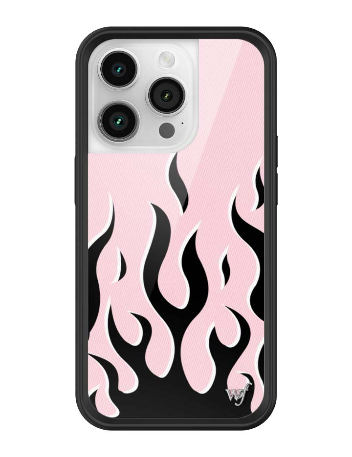 Pink &amp; Black Flames iPhone Case
