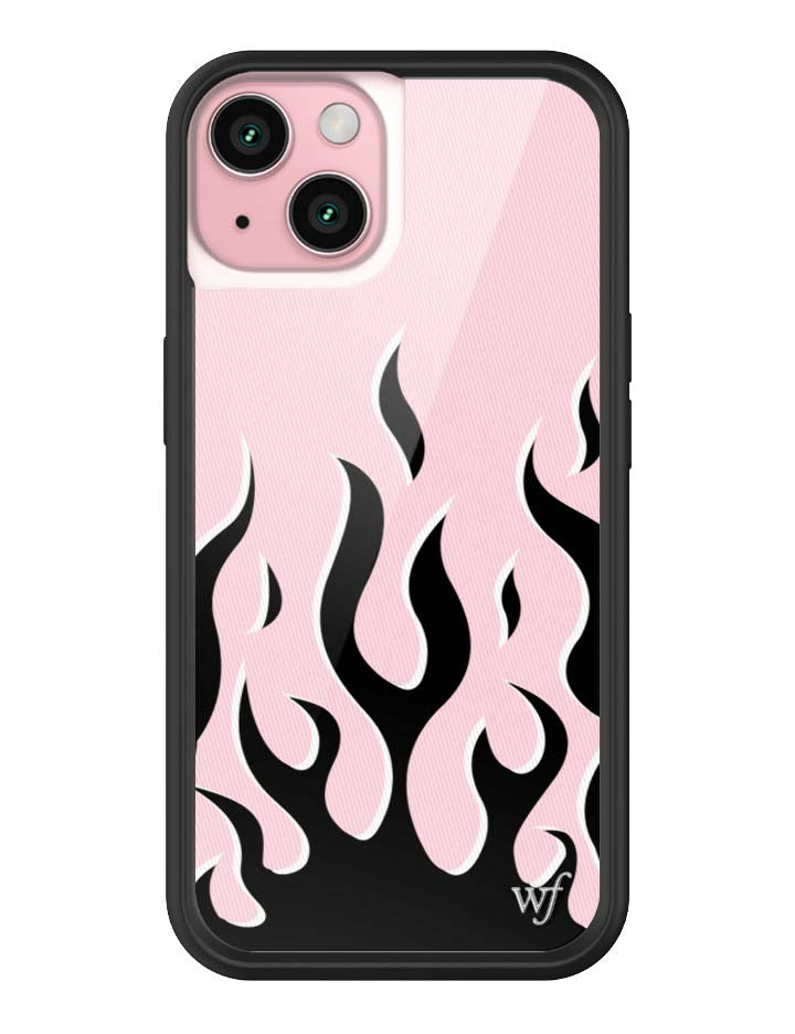 Pink &amp; Black Flames iPhone Case