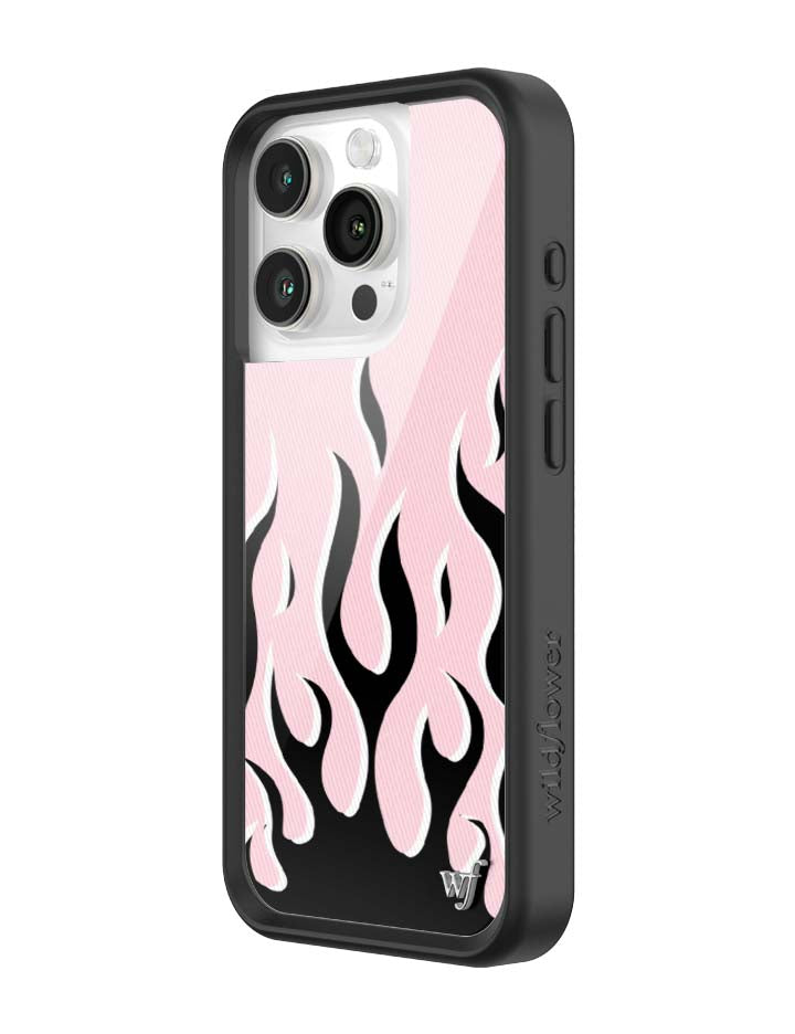 Pink &amp; Black Flames iPhone Case