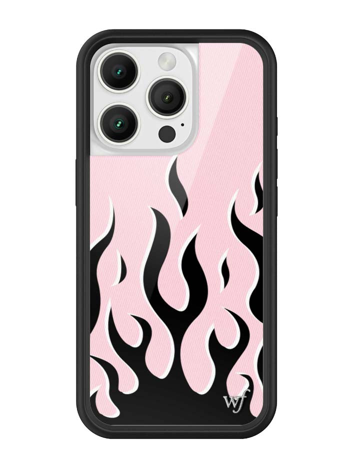 Pink &amp; Black Flames iPhone Case