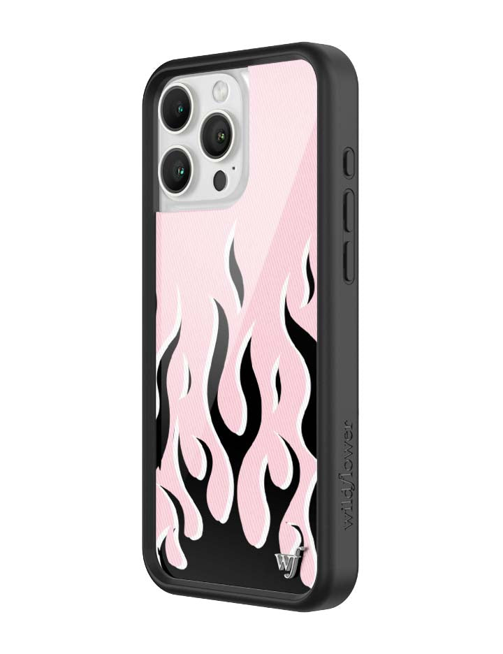 Pink &amp; Black Flames iPhone Case