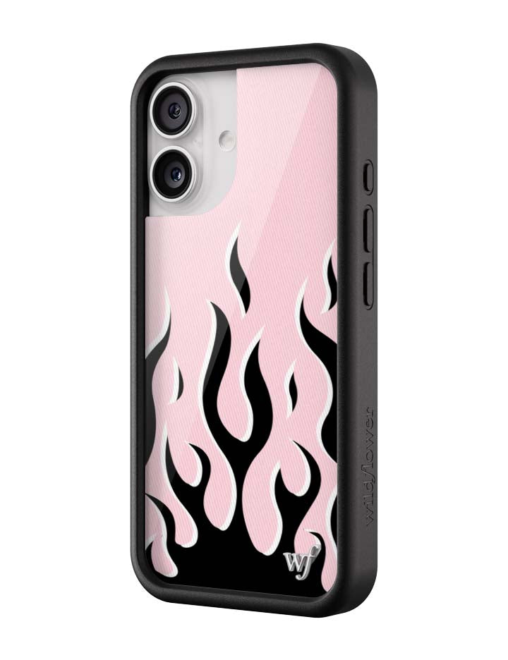 Pink &amp; Black Flames iPhone Case
