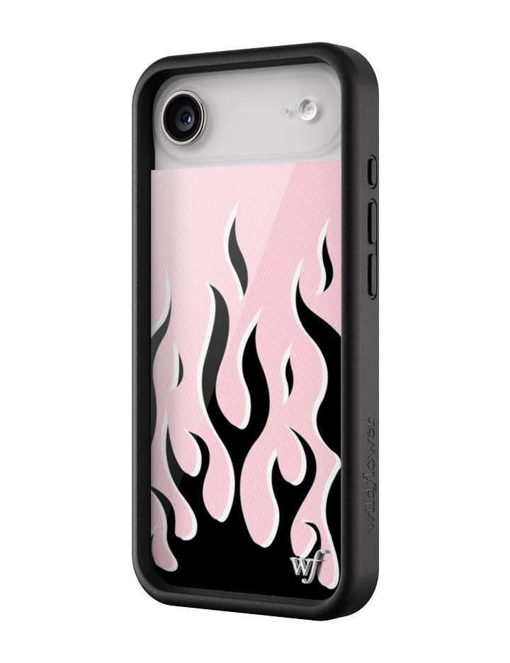 Pink &amp; Black Flames iPhone Case