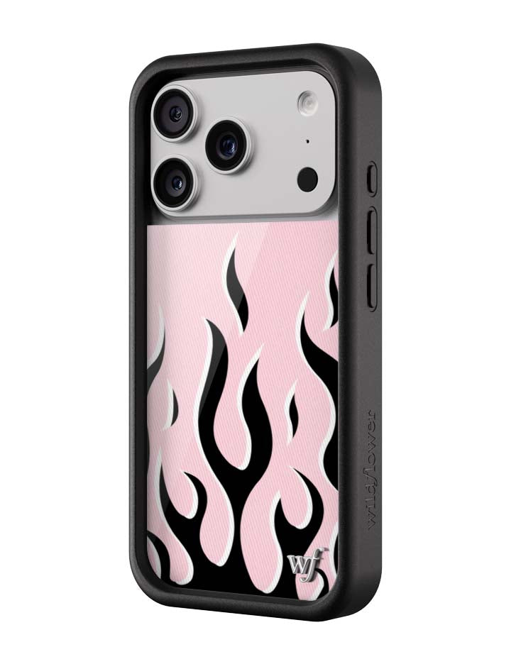 Pink &amp; Black Flames iPhone Case