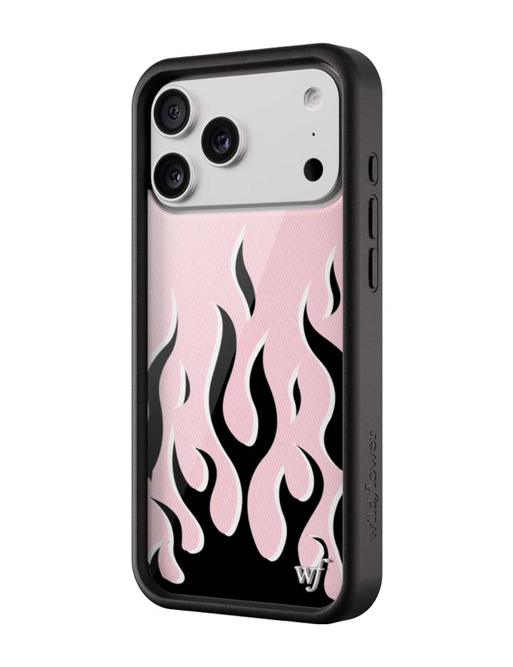 Pink &amp; Black Flames iPhone Case