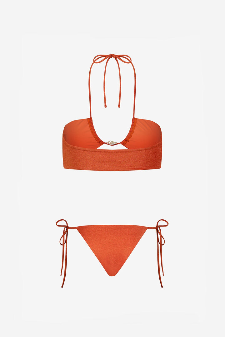 Bahia Bikini with Pearl in Shiny Orange