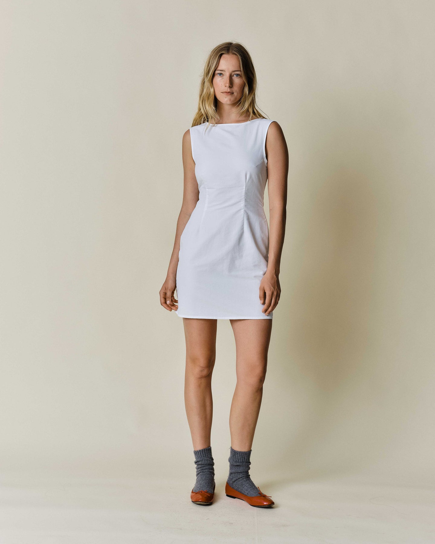 CLAUDENT Boatneck Mini Dress White | Maison Rogue S / White CLAUDENT Boatneck Mini Dress White | Maison Rogue S / White