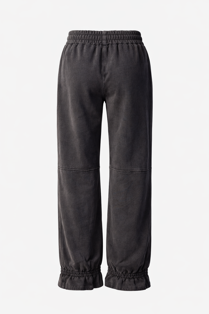Wash Paneled Track Pants Black