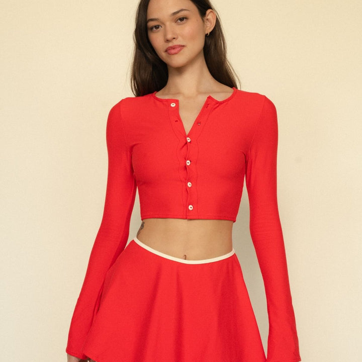 Cherry Button Down Cardi