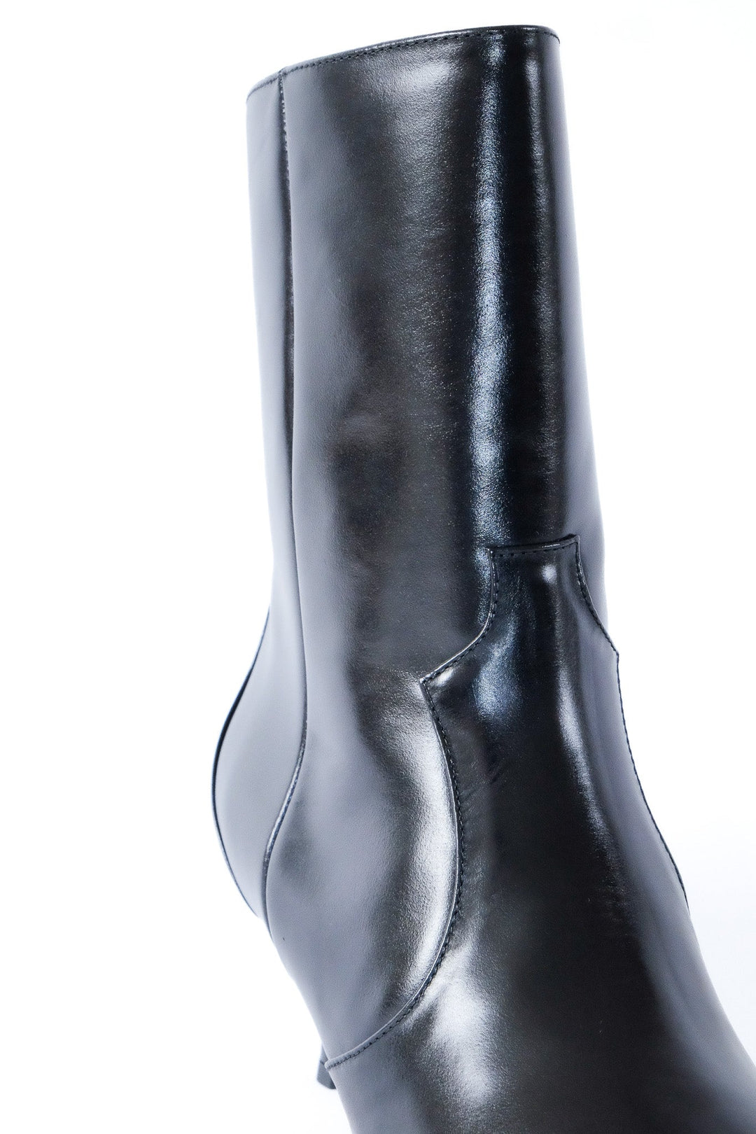 Stacie Leather Kitten Heeled Boot Black