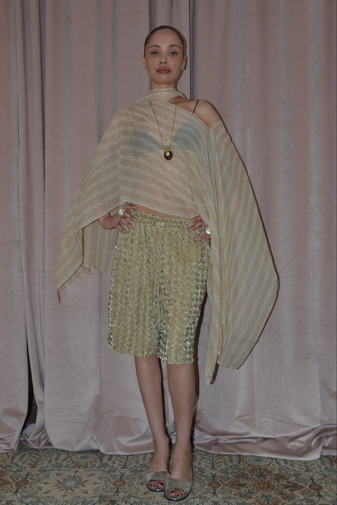 Silk Smoke Caftan Cream Chain