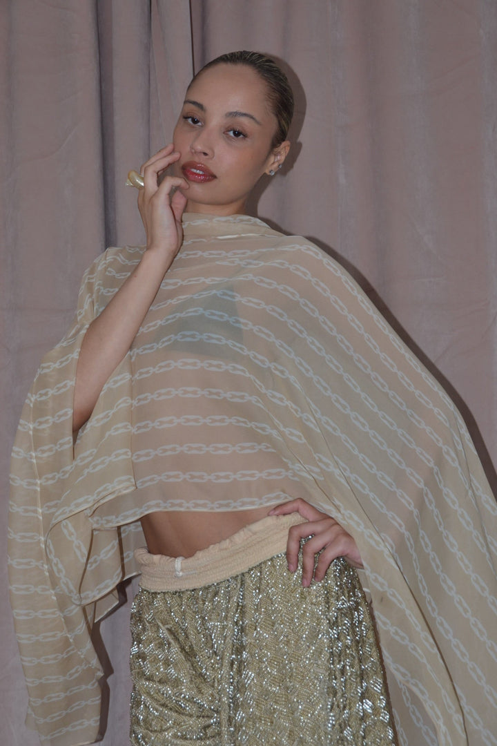 Silk Smoke Caftan Cream Chain
