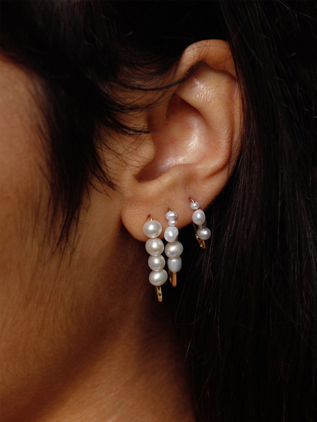 Mixed Pearl Safety Pin Earring