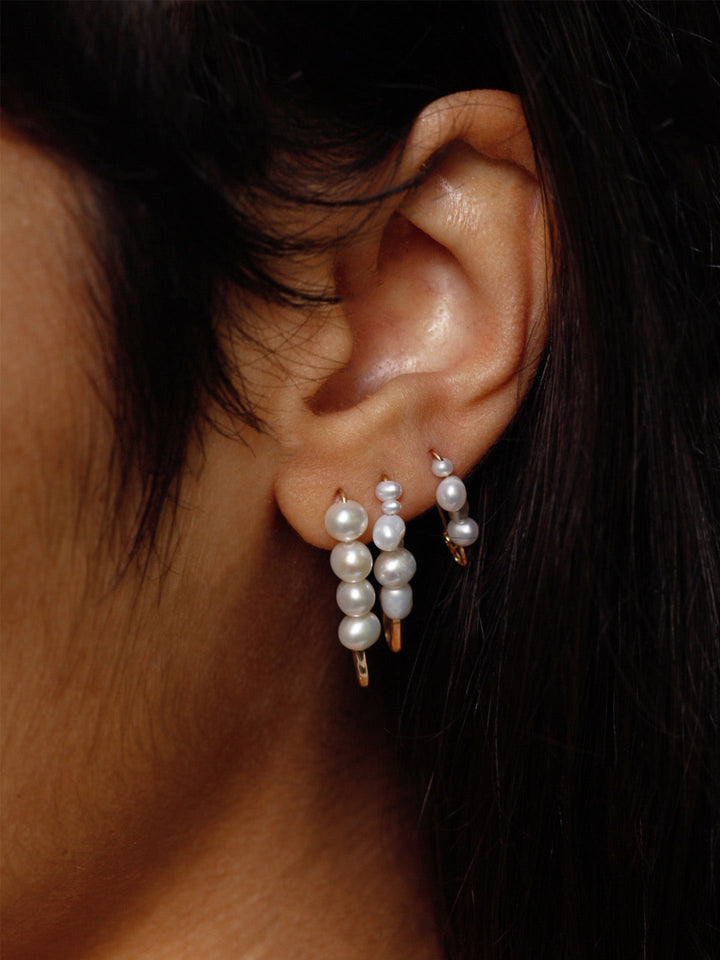 Mixed Pearl Safety Pin Earring
