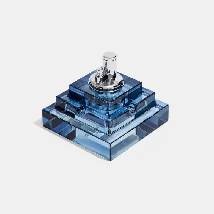 Square Glass Tabletop Lighter Ice Blue