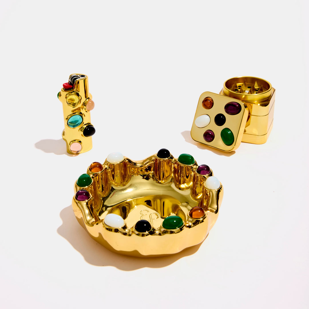 Gemstoned Ashtray Gold
