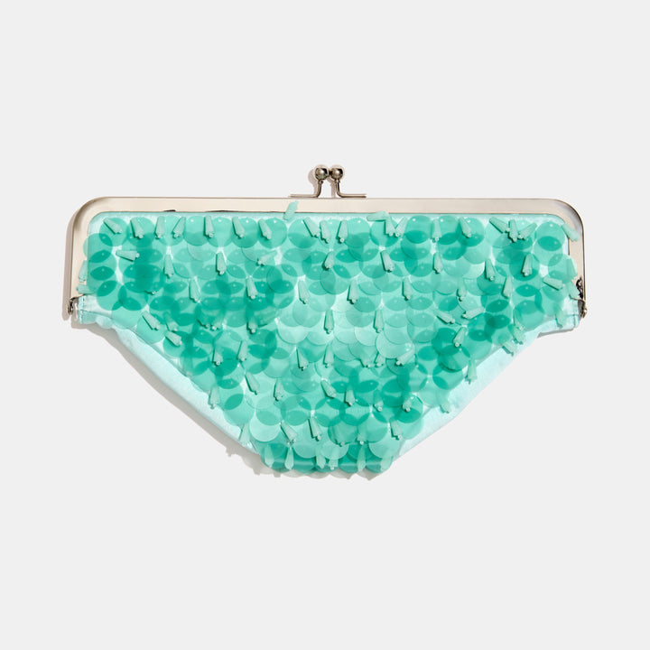 Undies Clutch Aqua Sequins