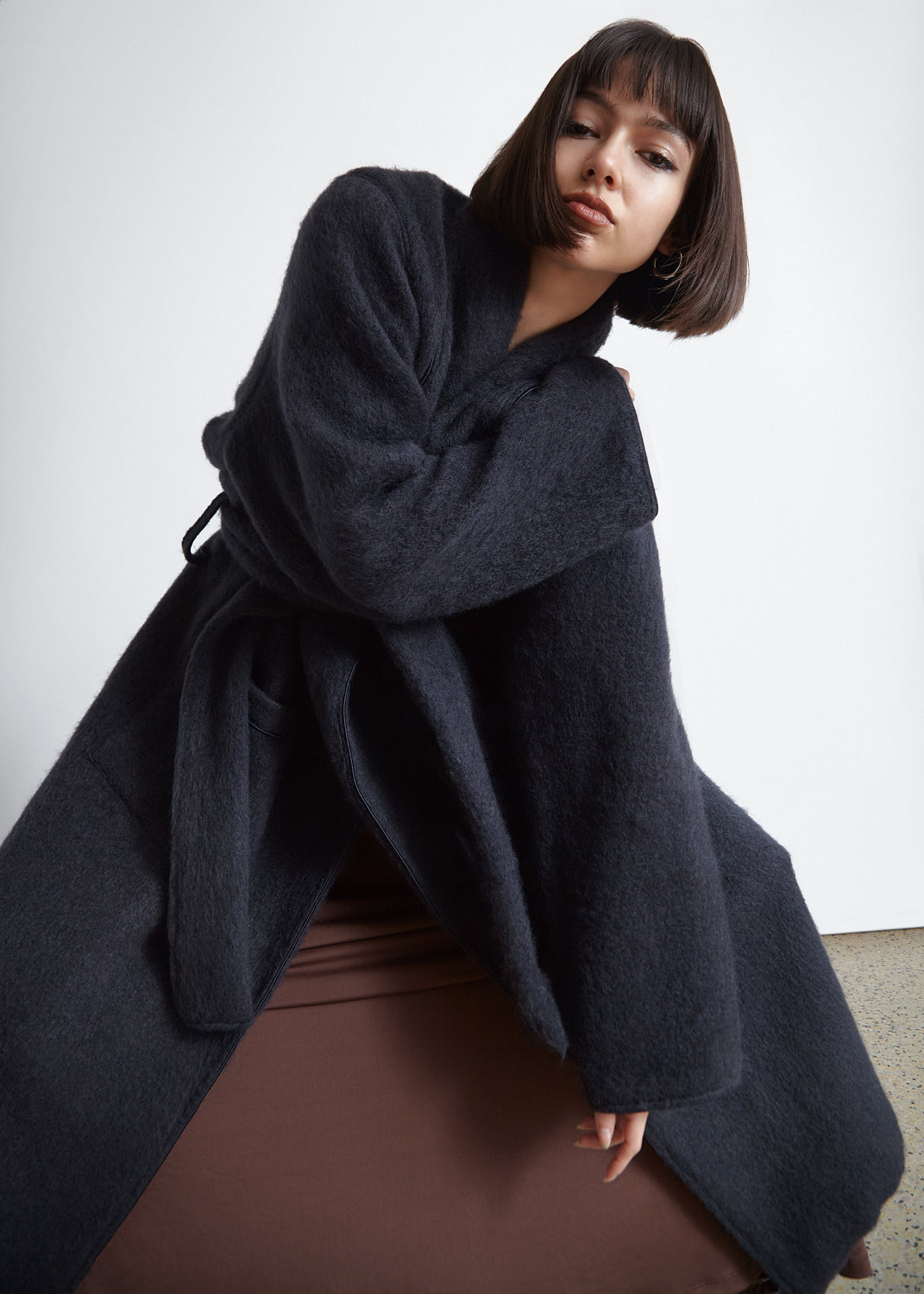 Wool robe coat Night Navy