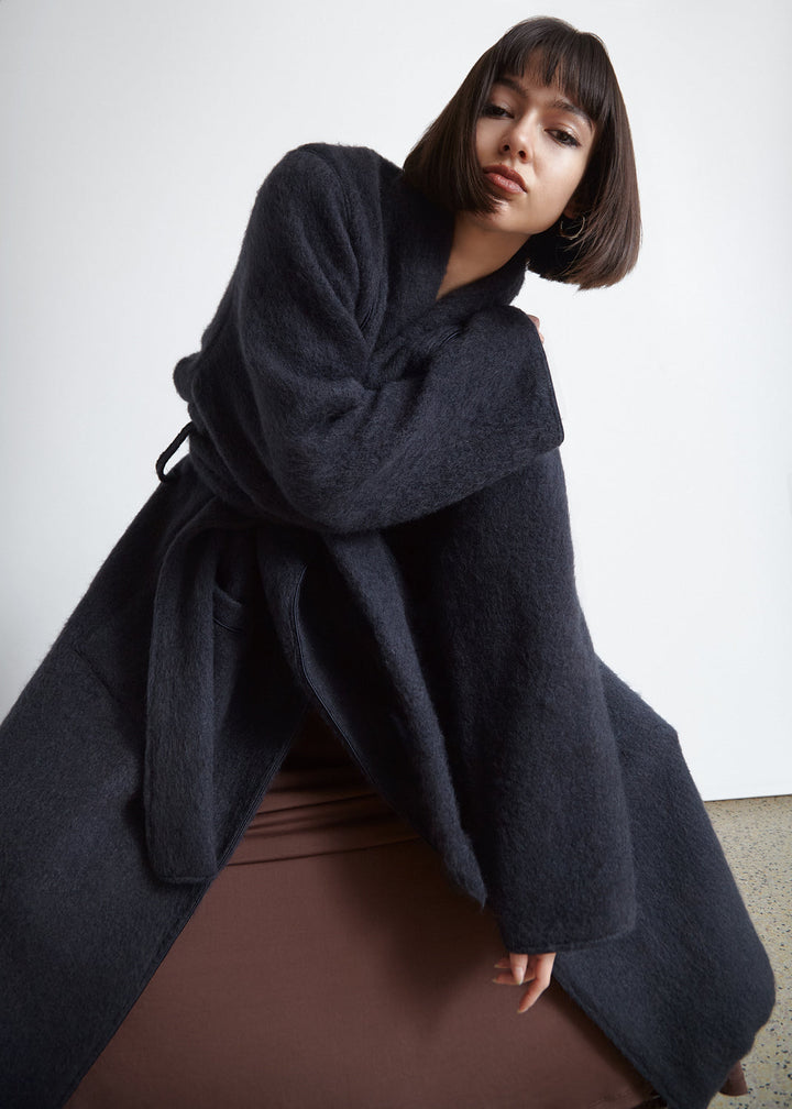 Wool robe coat Night Navy