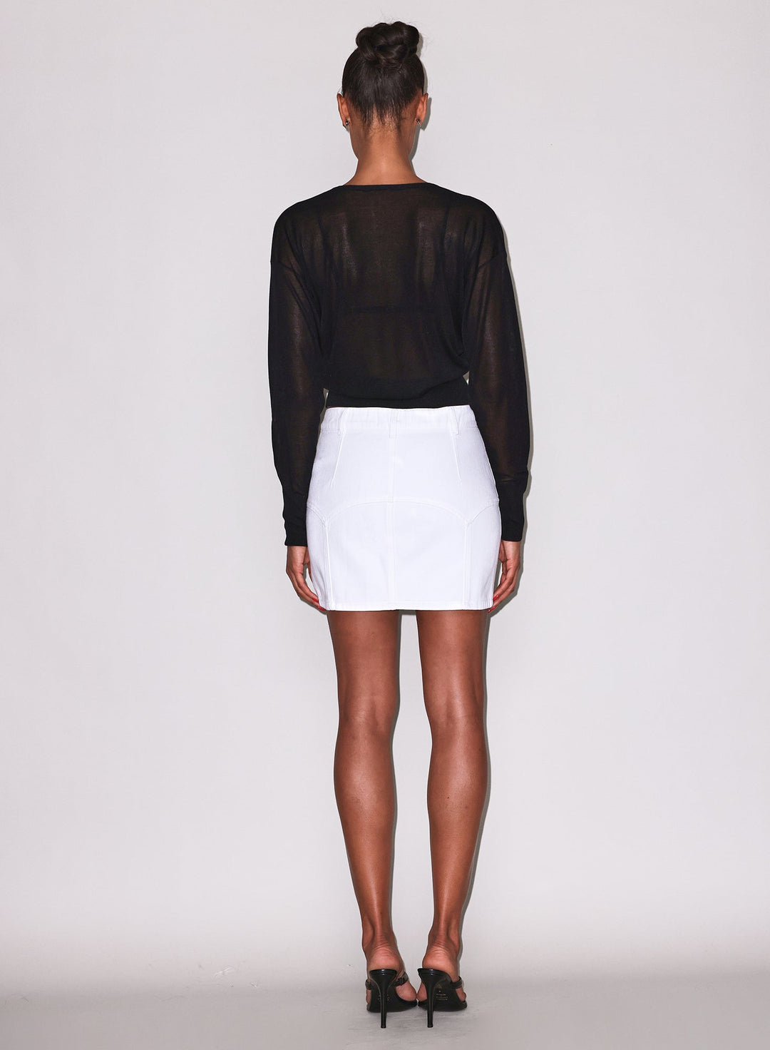 Sheer Knit V-Neck Sweater Black