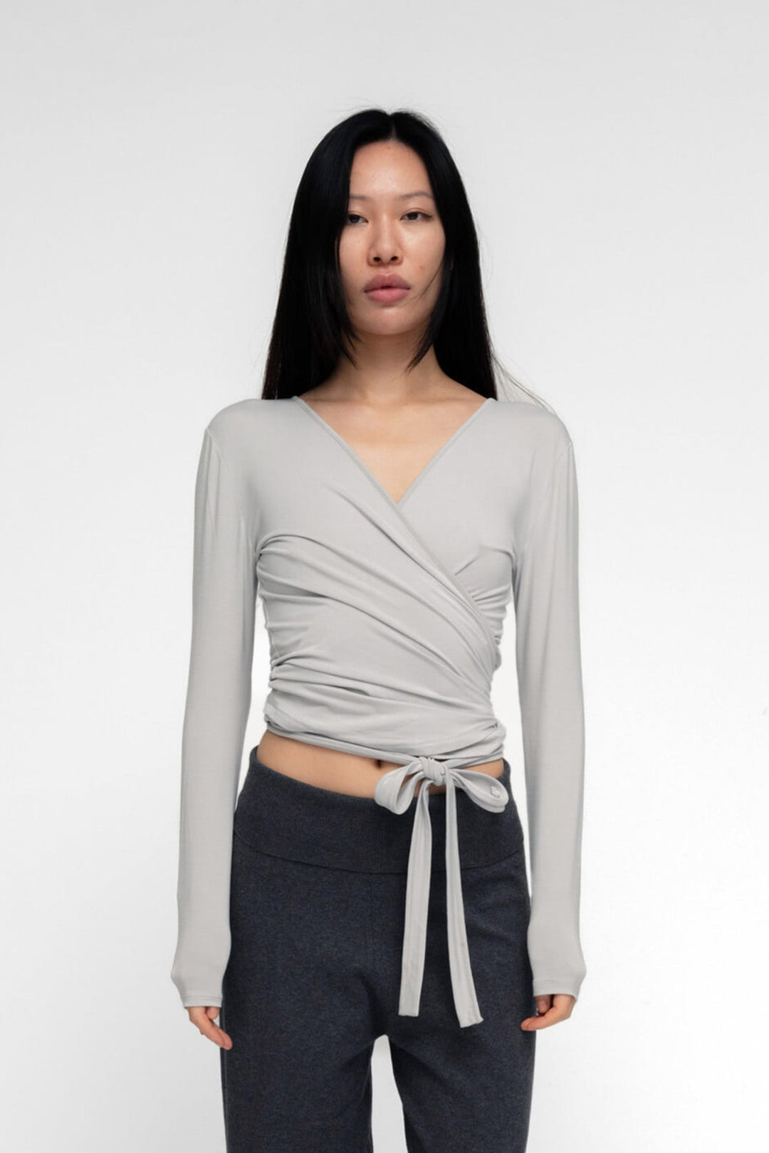 Ballerina Wrap Top Gray