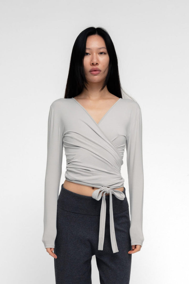 Ballerina Wrap Top Gray