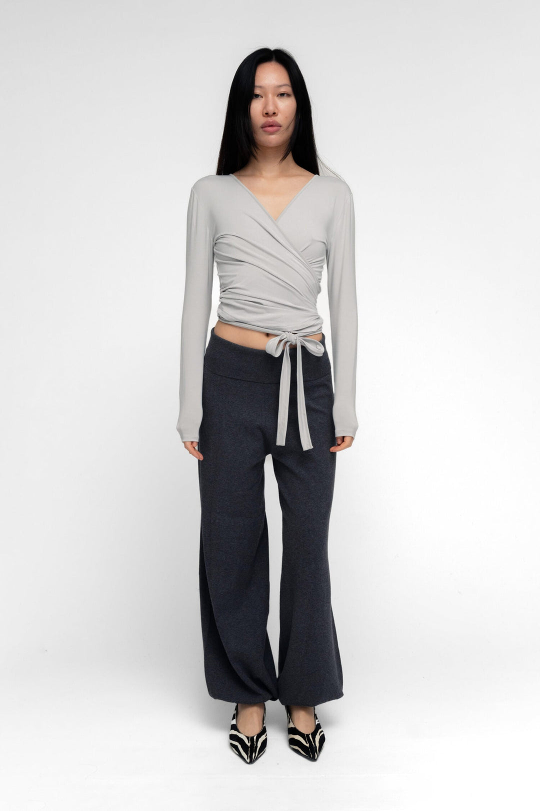 Ballerina Wrap Top Gray