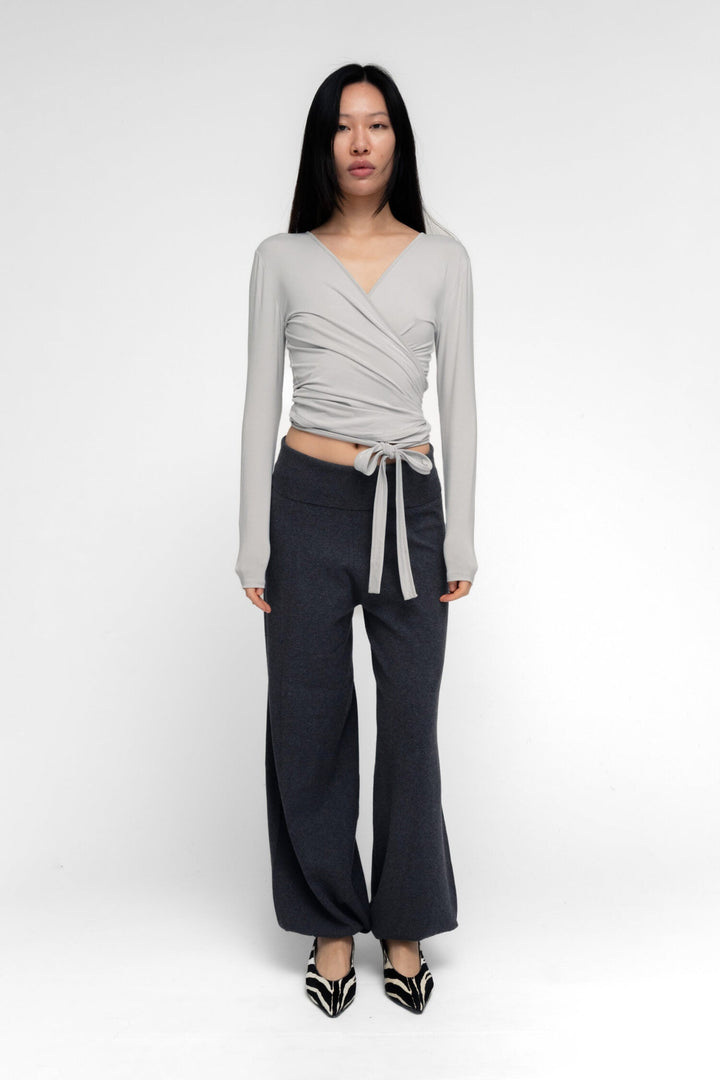 Ballerina Wrap Top Gray