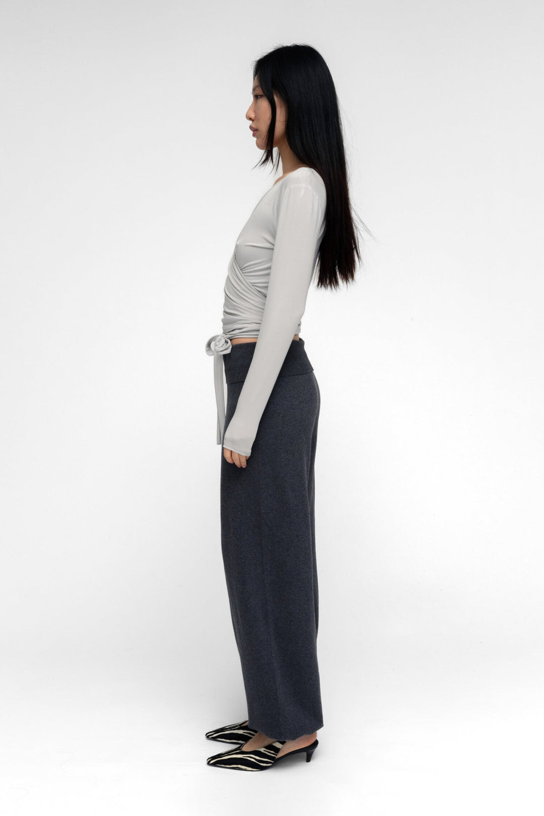 Ballerina Wrap Top Gray