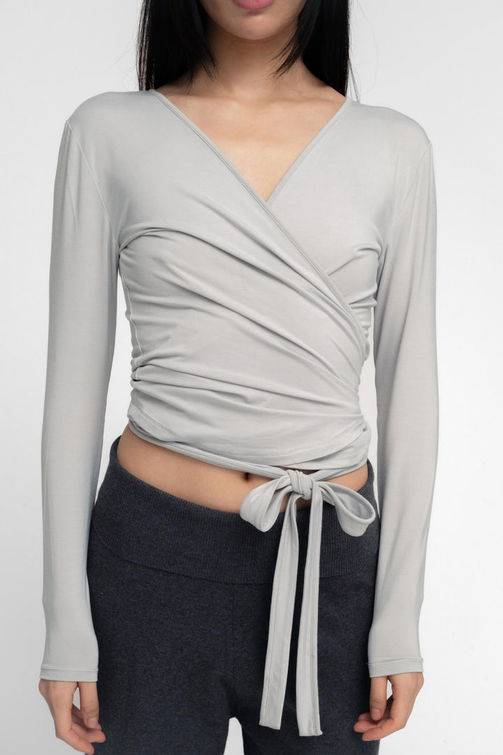 Ballerina Wrap Top Gray