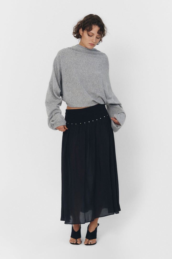 Cashmere Wool Multi-Way Bolero Top Heather Grey