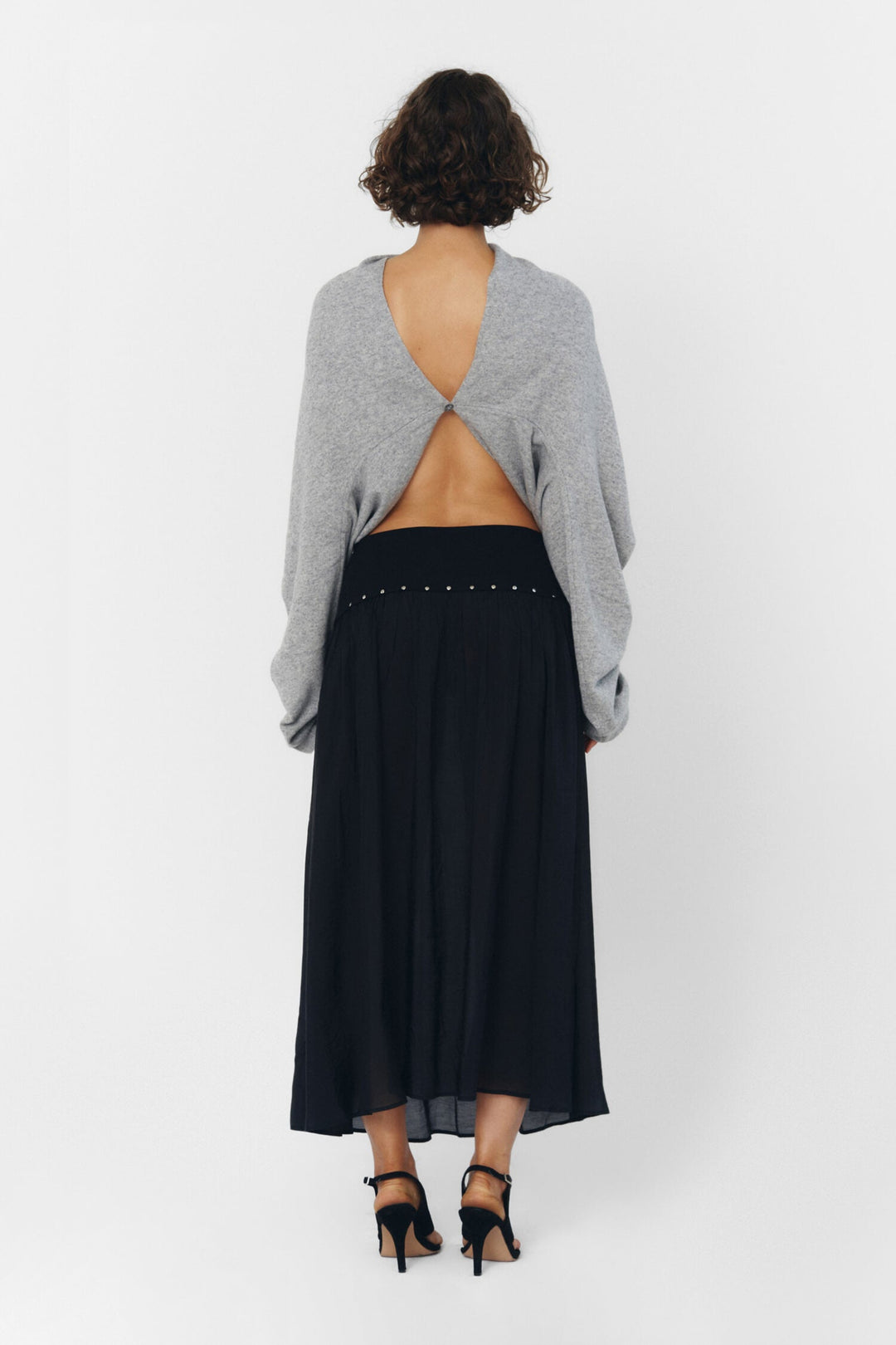 Cashmere Wool Multi-Way Bolero Top Heather Grey