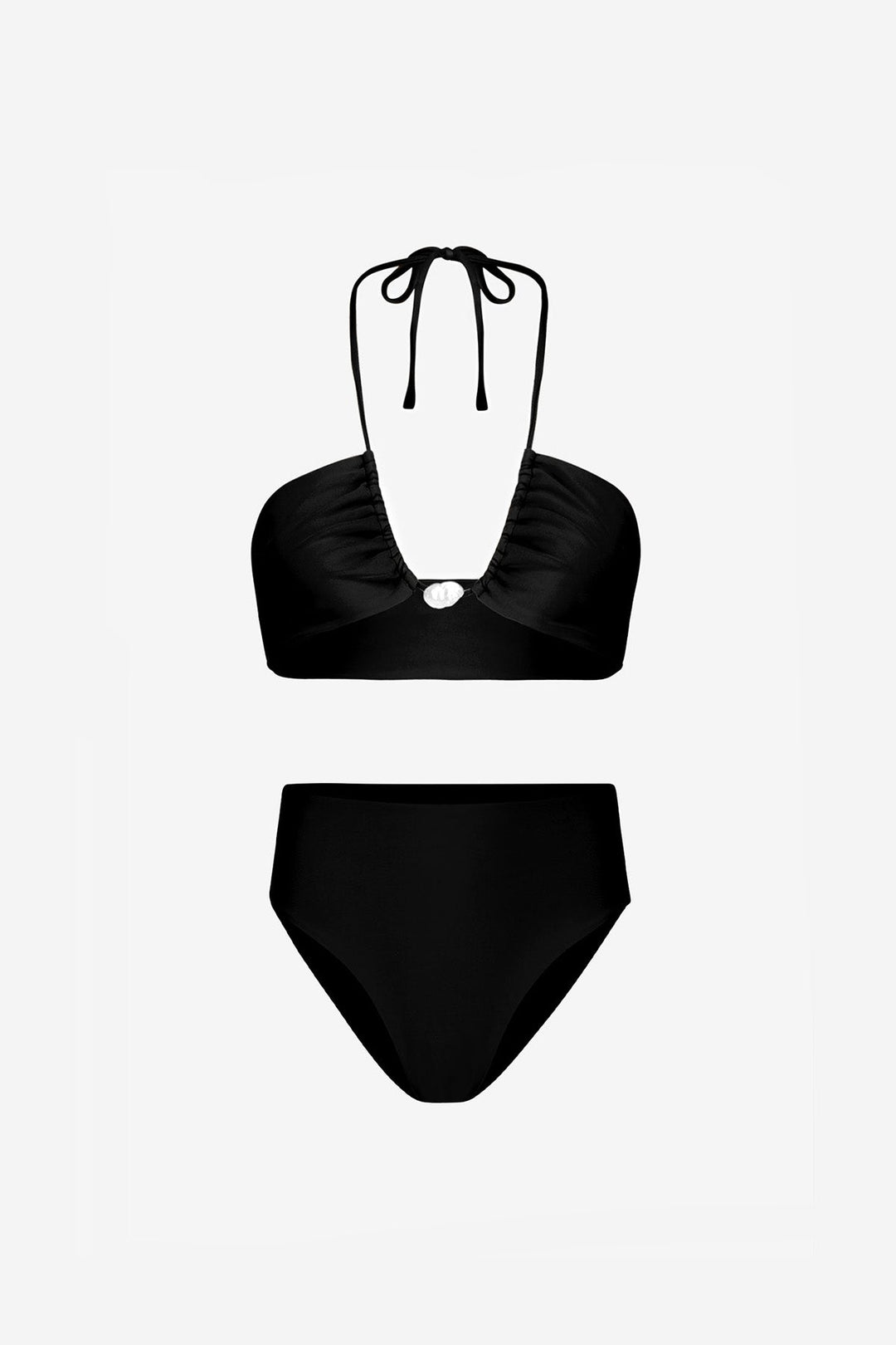 Bahia Bikini with Pearl &amp; High-Waisted Bottom in Black