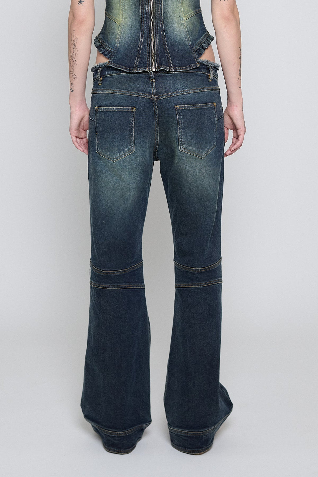 Low Rise Frayed Jeans Acid Green