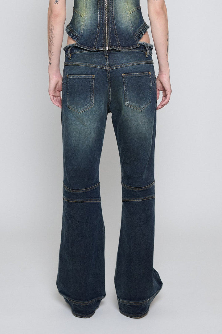 Low Rise Frayed Jeans Acid Green